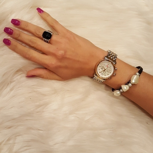 HANDMADE BLACK WHITE  PEARL BRACELET‎